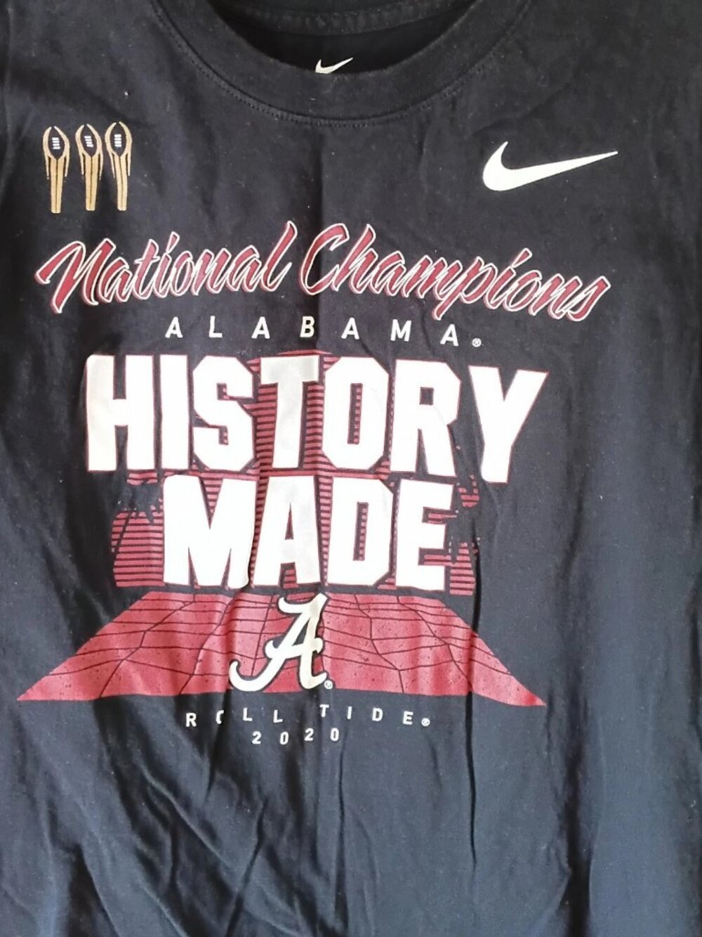 Nike Alabama Crimson Tide National Champions 2020 T-Shirt Men’s Medium Black - Picture 2 of 4
